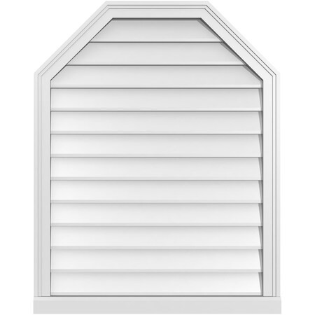 Ekena Millwork Octagonal Top Surface Mount PVC Gable Vent w/ 2"W x 2"P Brickmould Sill Frame, 30"W x 38"H GVPOT30X3803SN